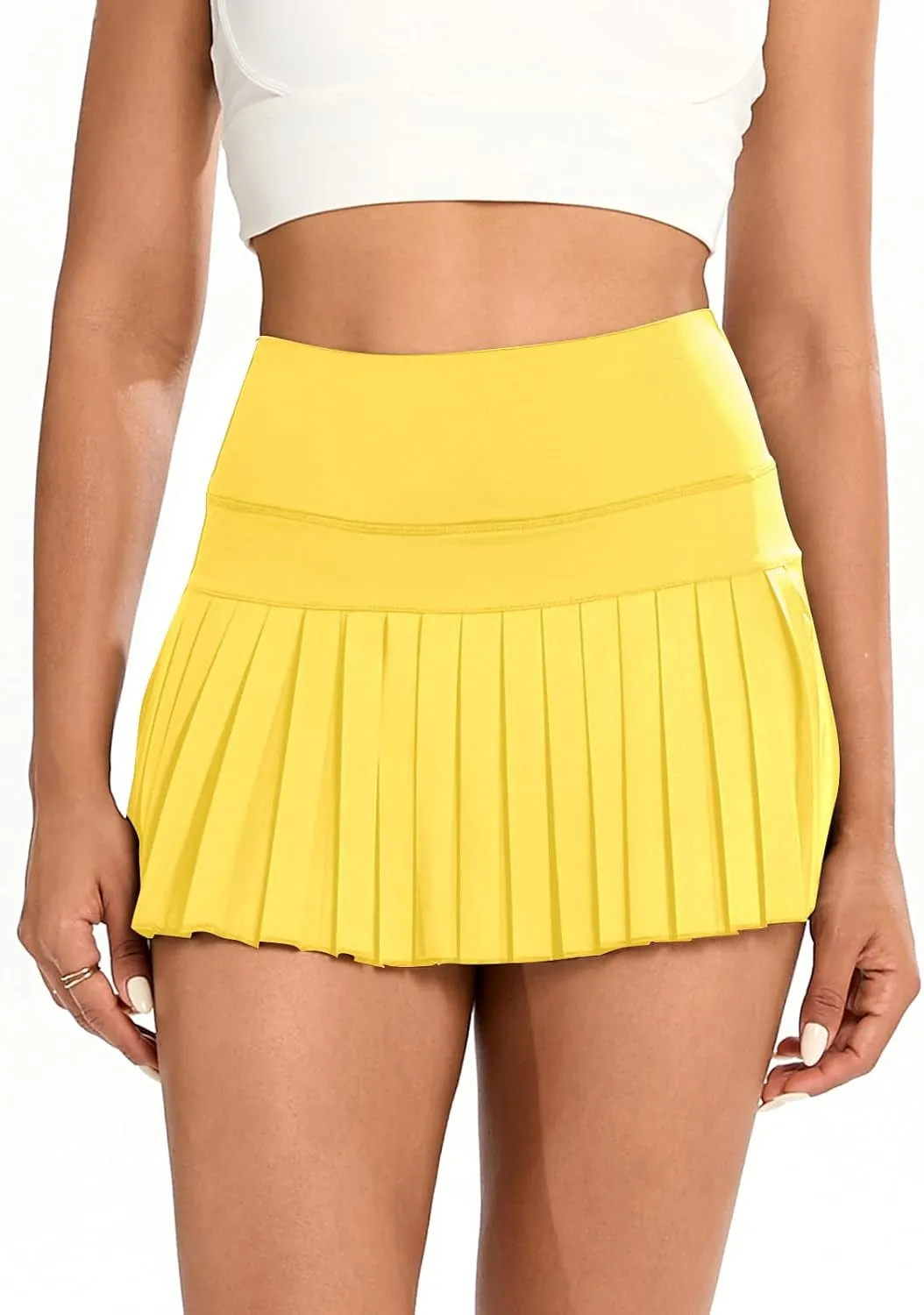 Women's Pleated Tennis Skirt, High Waisted Athletic Mini Skort with Shorts