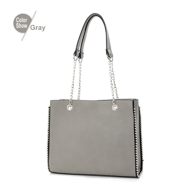 Women's Shoulder Bag Luxury Big Leather Rivet Casual Fashion Women's handbag High-end Hign Capacity Handbags 2019
