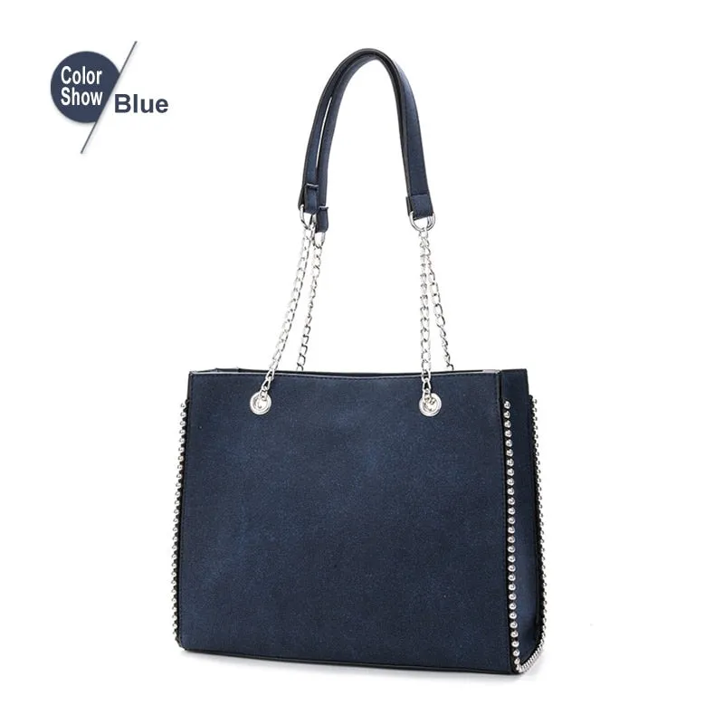 Women's Shoulder Bag Luxury Big Leather Rivet Casual Fashion Women's handbag High-end Hign Capacity Handbags 2019