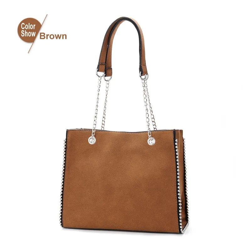 Women's Shoulder Bag Luxury Big Leather Rivet Casual Fashion Women's handbag High-end Hign Capacity Handbags 2019