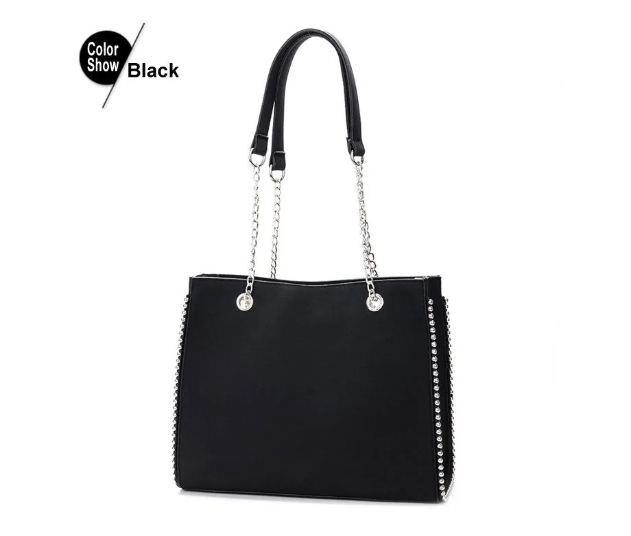 Women's Shoulder Bag Luxury Big Leather Rivet Casual Fashion Women's handbag High-end Hign Capacity Handbags 2019