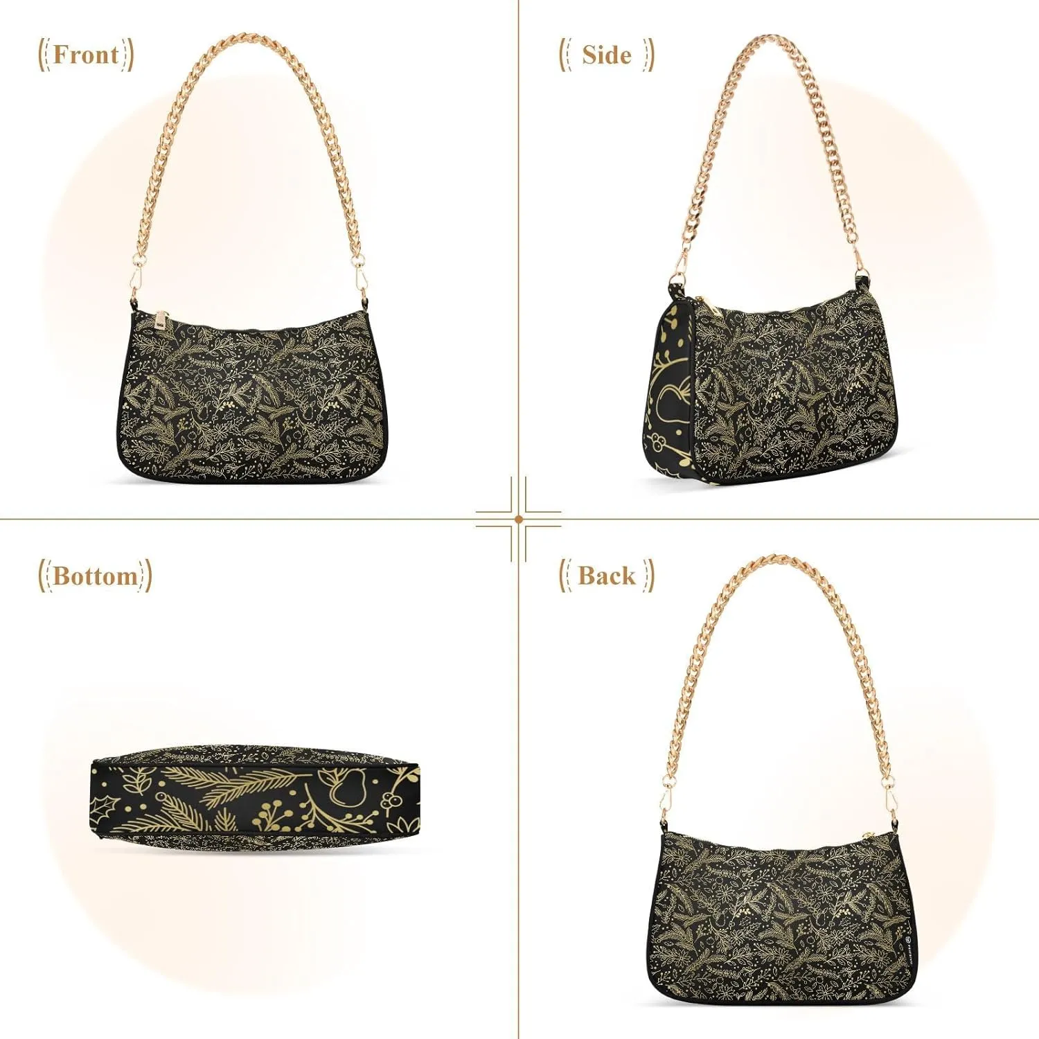 Women's Shoulder Handbags Chain Shoulder Brace for Women Bag Leaves Pattern Ladies Vacation Handbags Tote Purse,Multi1