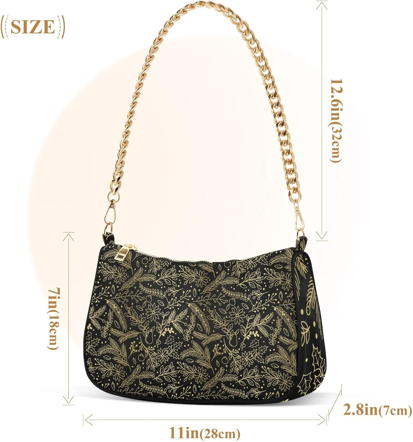 Women's Shoulder Handbags Chain Shoulder Brace for Women Bag Leaves Pattern Ladies Vacation Handbags Tote Purse,Multi1