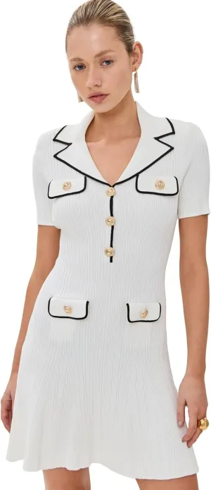 Women's White Viscose Rib Knit - Mini Dress
