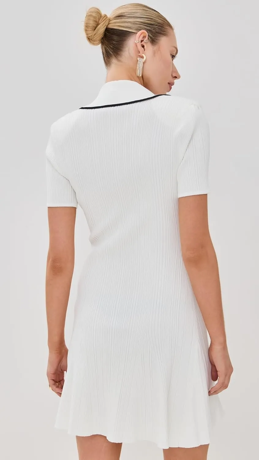 Women's White Viscose Rib Knit - Mini Dress
