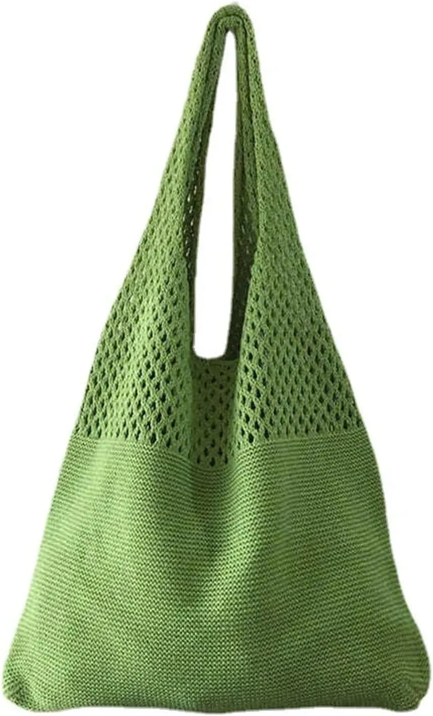 Wool Hollow Woven Shoulder Bag Womens Large Capacity Handbags Tote Travel Beach Bag Ladies Handle