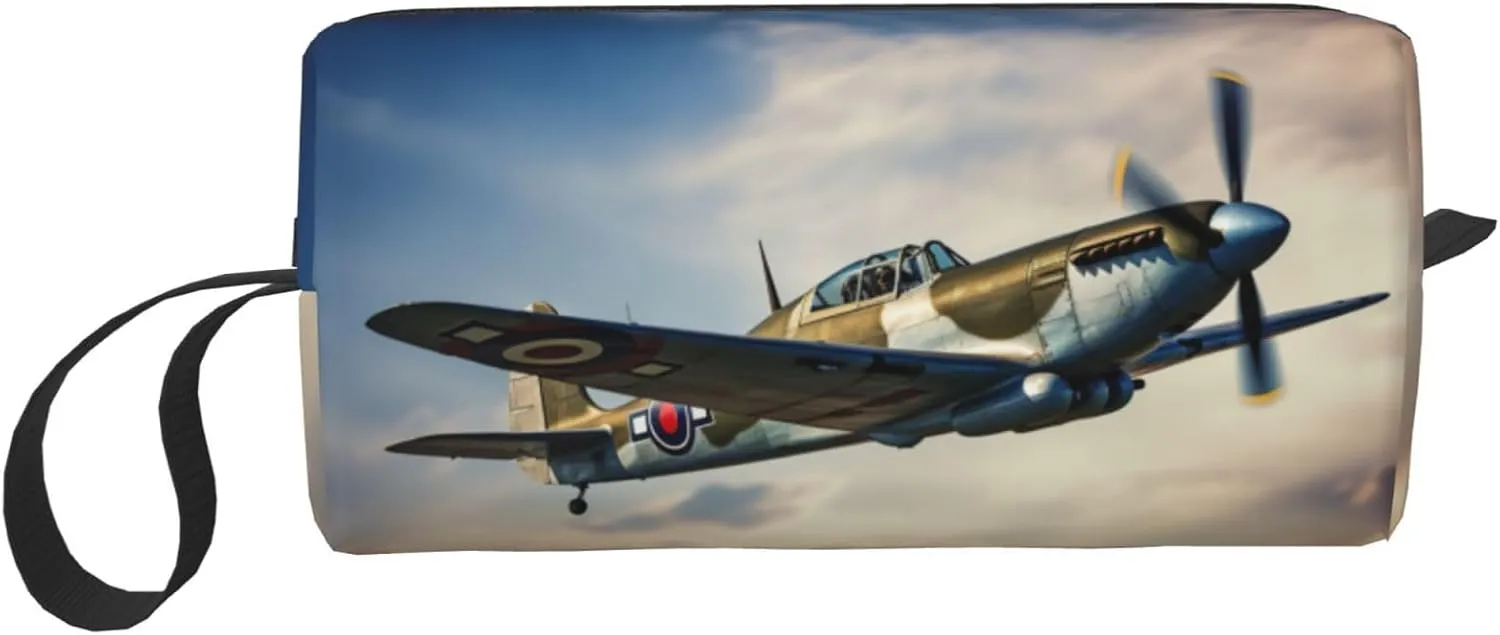 World War 2 Aircraft Airplane print Travel Toiletry Case Pouch Makeup Bag Travel Cosmetic Bags,Cosmetic Makeup Bags with Zipper