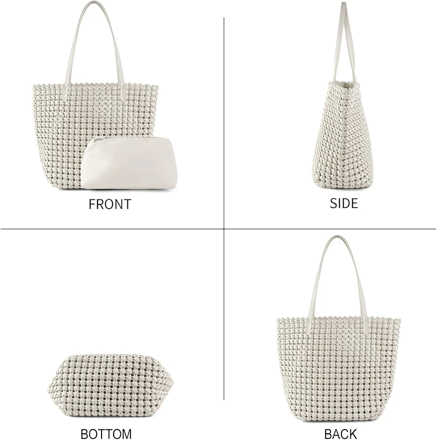 Woven Bag for Women Vegan Leather Tote Bag Large Summer Beach Travel Handbag and Clutch Retro Handmade Shoulder Bag