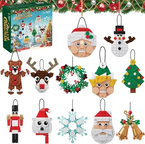 Xalvitra Christmas Ornaments Building Blocks Set Gift for Kids, Xmas Party Favors Bricks 12 Pcs Toys, Suitable for Home Decorations Goodie Bags Fillers Classroom Prizes for Boys or Girls 6-12