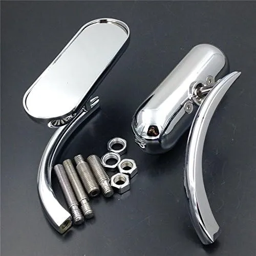 XKH- Motorcycle Chrome Custom Mini Oval Mirrors Compatible with Harley Davidson Sportster Dyna Softail [B00Y5NBQEW]