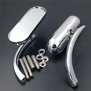 XKH- Motorcycle Chrome Custom Mini Oval Mirrors Compatible with Harley Davidson Sportster Dyna Softail [B00Y5NBQEW]