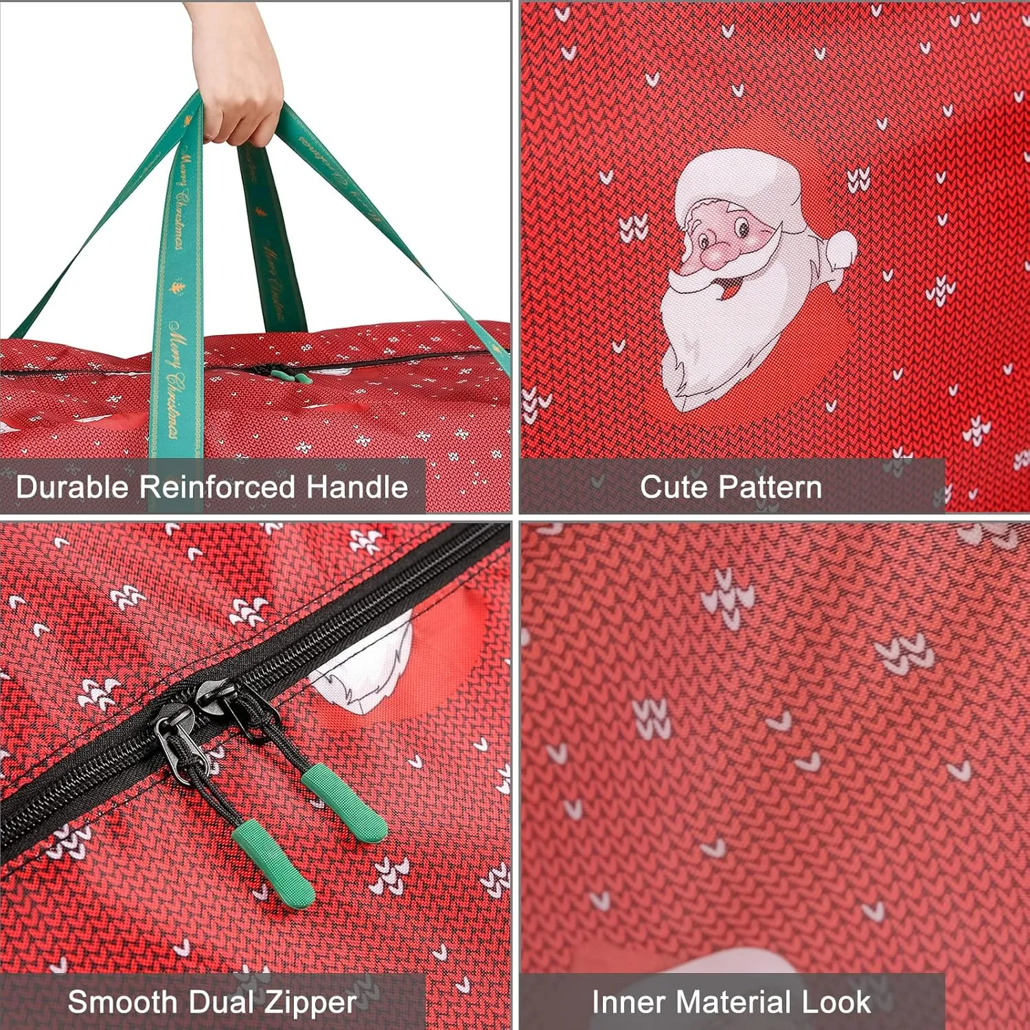 XL Waterproof Artificial Xmas Tree Bags - Fits 7.5ft & 9ft Disassembled Trees, Heavy Duty, Includes Ornament Storage Bag (Red)