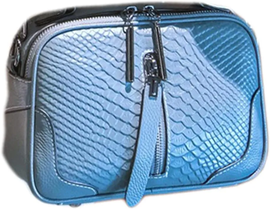 XXGJOALD-Women's Fashion Genuine Leather Handbags Crocodile Pattern Cross-Body Shoulder Bag Casual Messenger Bag (Black)