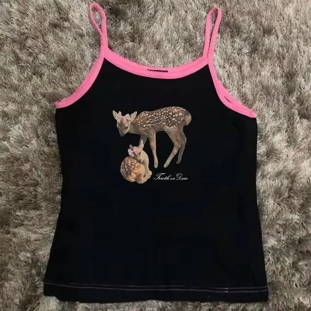 y2k Clothes Cute Cami Tops for Women Girls Aesthetic Crop Tops Coquette Cutecore Country Concert Tops Spaghetti Strap