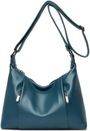YAQUNICER Women Hobo Shoulder Handbag Lychee Pattern Purse Crescent Shape Crossbody