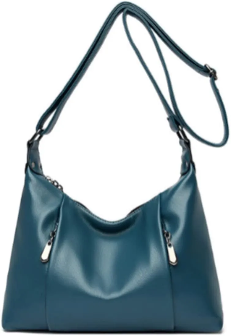 YAQUNICER Women Hobo Shoulder Handbag Lychee Pattern Purse Crescent Shape Crossbody