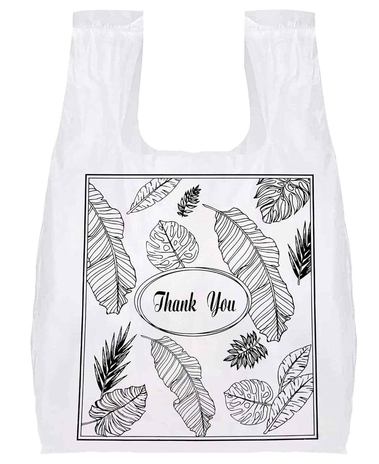 Yesland 500 Pack Plastic Bags with Handles, Clear Thank You Plastic Grocery Bags Shopping Bag, 13 X 7 X 21 Inch Reusable T-shirts Carryout Shopping Bags for Restaurants, Trash