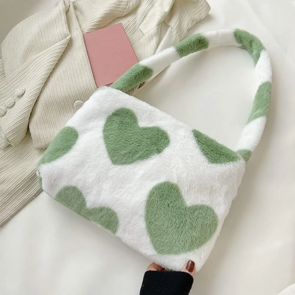 YFGBCX Plush Underarm Bag, Ladies Fluffy Shoulder Bag, Women Y2K Furry Purse Fluffy Tote for Autumn and Winter