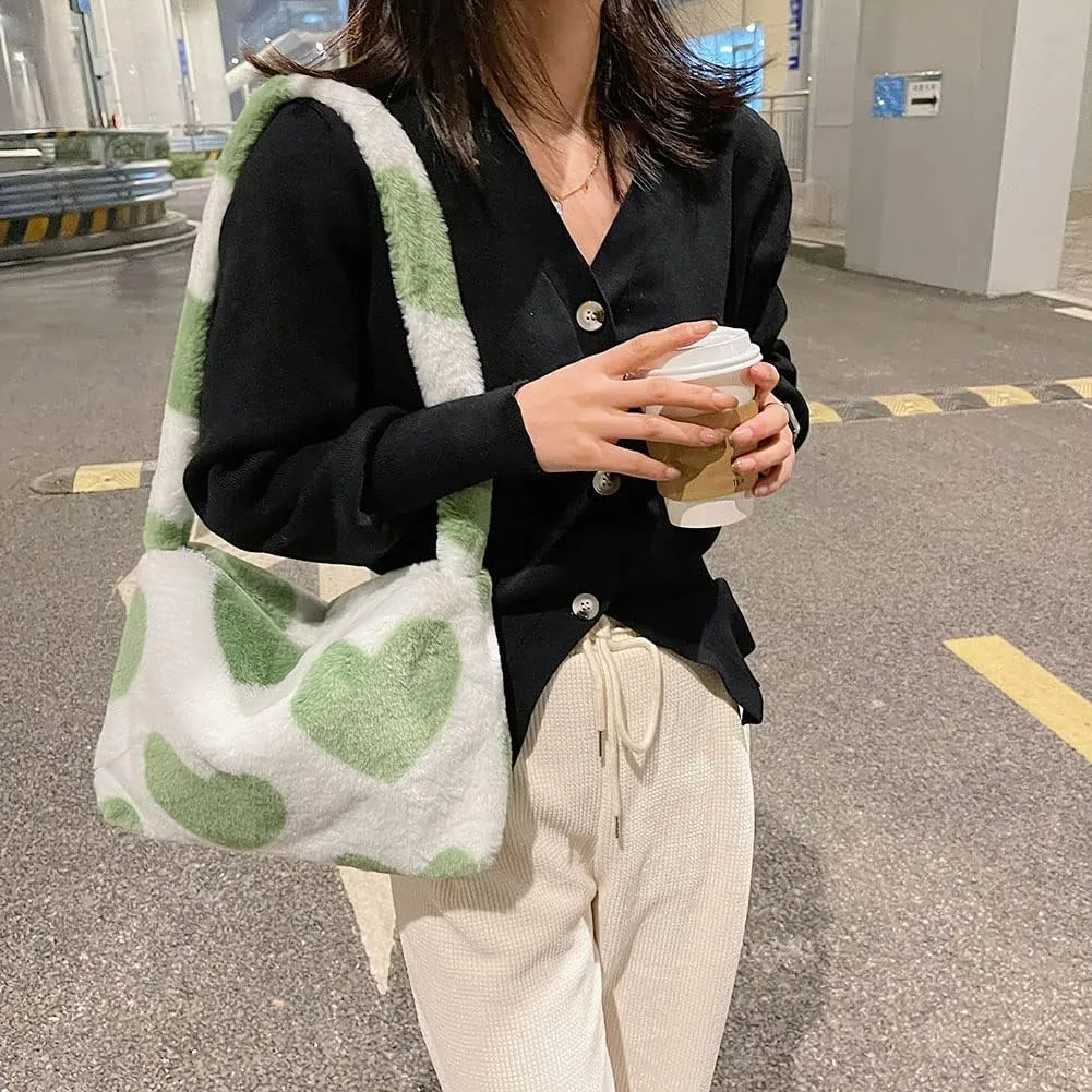 YFGBCX Plush Underarm Bag, Ladies Fluffy Shoulder Bag, Women Y2K Furry Purse Fluffy Tote for Autumn and Winter