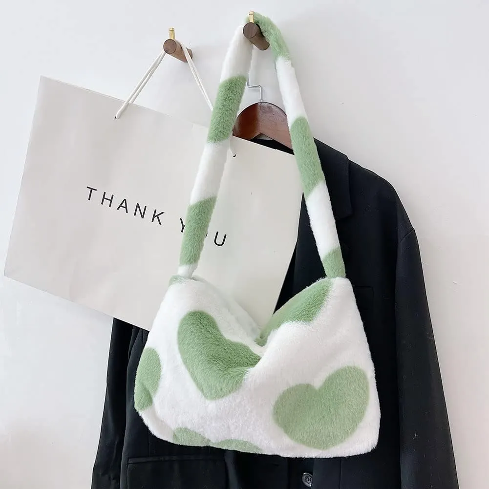 YFGBCX Plush Underarm Bag, Ladies Fluffy Shoulder Bag, Women Y2K Furry Purse Fluffy Tote for Autumn and Winter