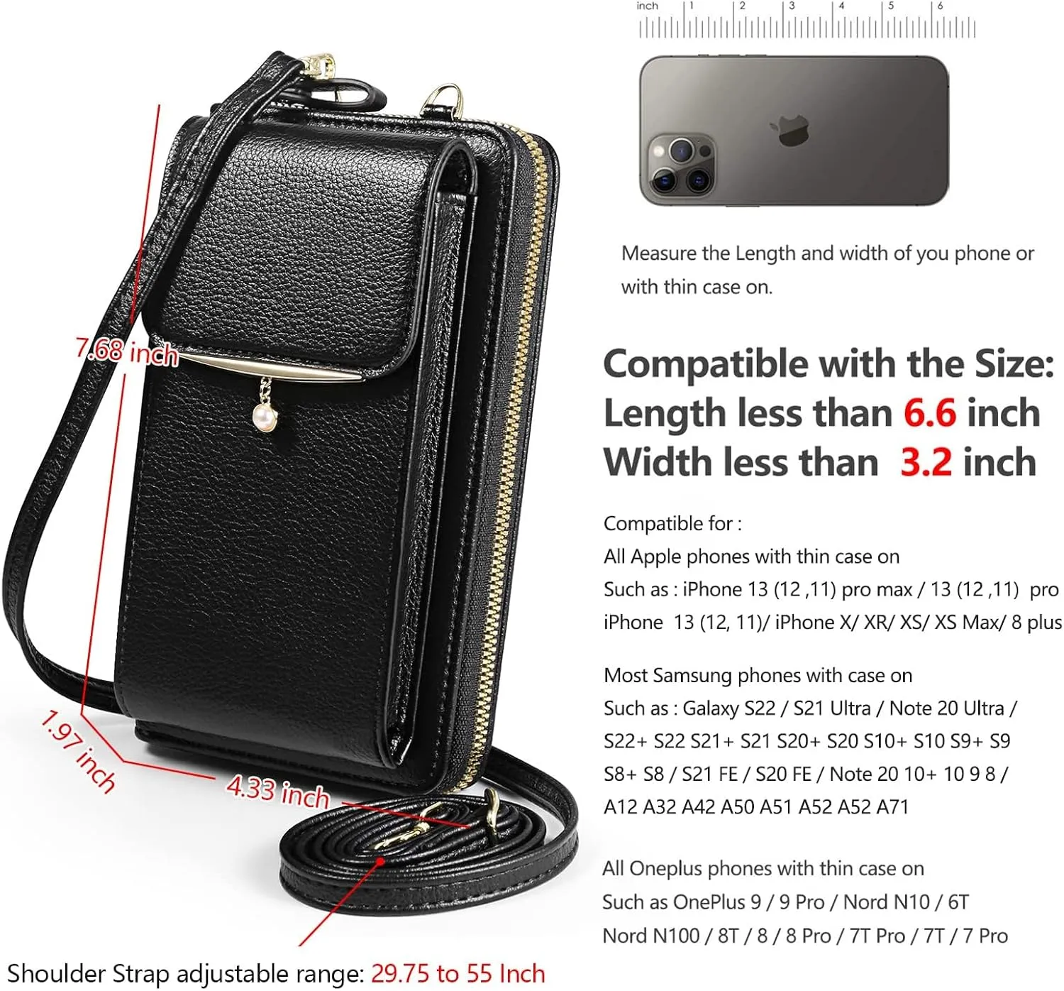 YICHEEY Small Crossbody Cell Phone Purse Bags for Women Mini Shoulder Handbag Wallet with Credit Card Slots