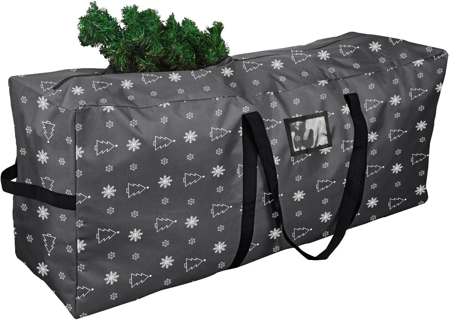 YiYa Christmas Tree Storage Bag 9 Ft Large Artificial Christmas Tree Bag With Handles 600D Oxford Fabric Waterproof Christmas Tree Storage Container Holiday Decoration Storage Bags (Black)
