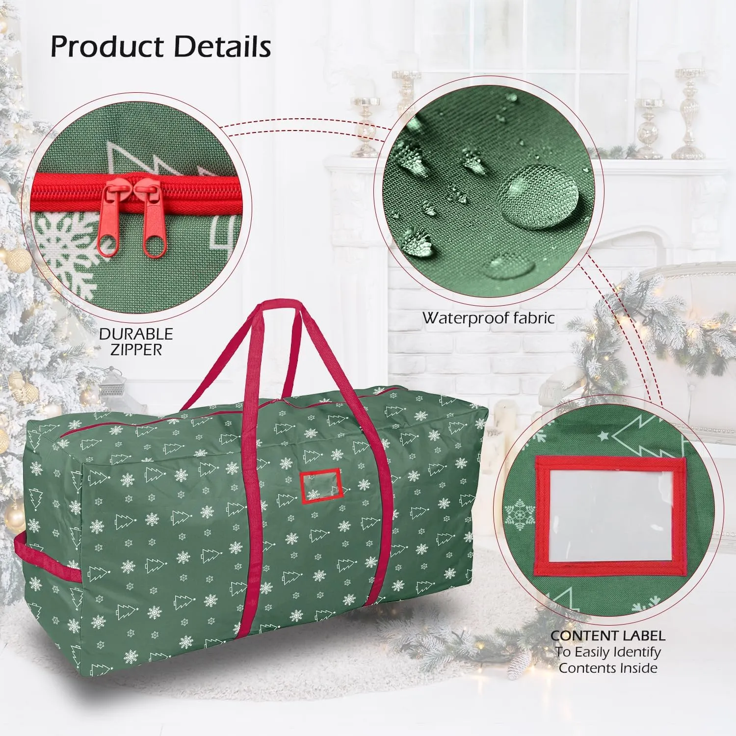 YIYA Christmas Tree Storage Bag 9 Ft Large Artificial Christmas Tree Bag With Handles 600D Oxford Fabric Waterproof Christmas Tree Storage Container Holiday Decoration Storage Bags (Grey-XL)