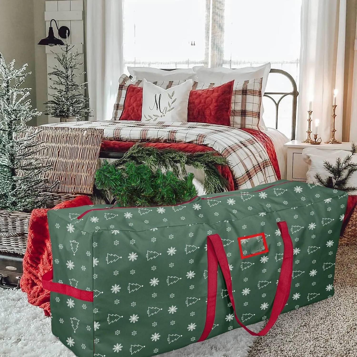 YIYA Christmas Tree Storage Bag 9 Ft Large Artificial Christmas Tree Bag With Handles 600D Oxford Fabric Waterproof Christmas Tree Storage Container Holiday Decoration Storage Bags (Grey-XL)