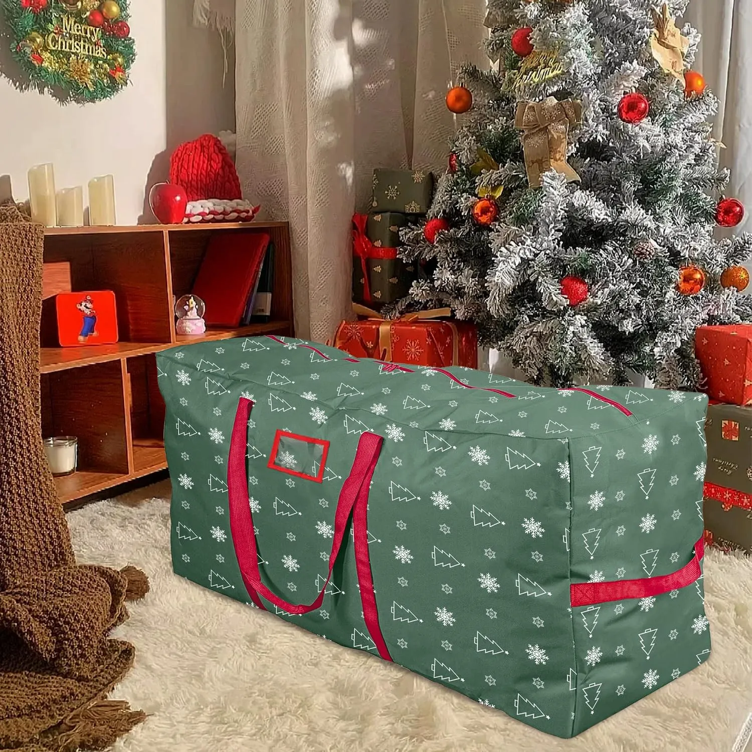 YIYA Christmas Tree Storage Bag 9 Ft Large Artificial Christmas Tree Bag With Handles 600D Oxford Fabric Waterproof Christmas Tree Storage Container Holiday Decoration Storage Bags (Grey-XL)