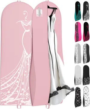 Your Bags Women’s Dress and Gown Garment Bag -72”x24” and 10” Tapered Gusset Prom Bags (Pink & White Dress Print)