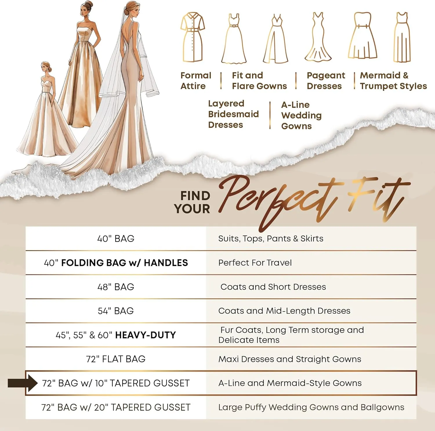 Your Bags Women’s Dress and Gown Garment Bag -72”x24” and 10” Tapered Gusset Prom Bags (Pink & White Dress Print)