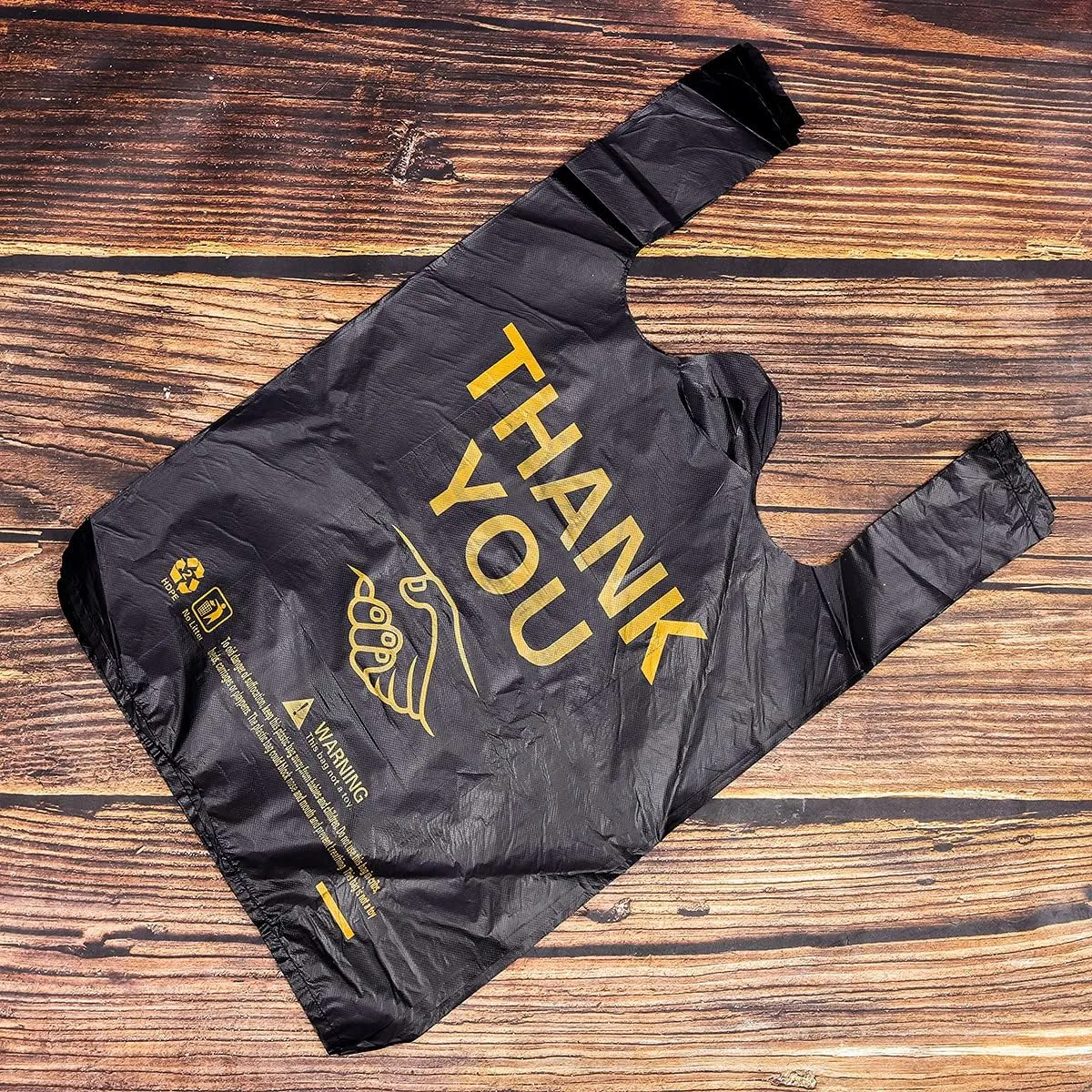 ysmile 500 pcs Thank You Plastic Grocery Bag T Shirt Bags for Small Business Store Restaurant Disposable Shopping Bag with Handle Bulk 12x19 Inch from Black