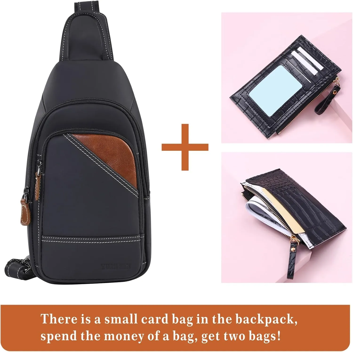 YUAN FAN Mens Crossbody Bag Shoulder Casual Daypacks Chest Bags,Genuine Leather Small Sling Bag for Travel
