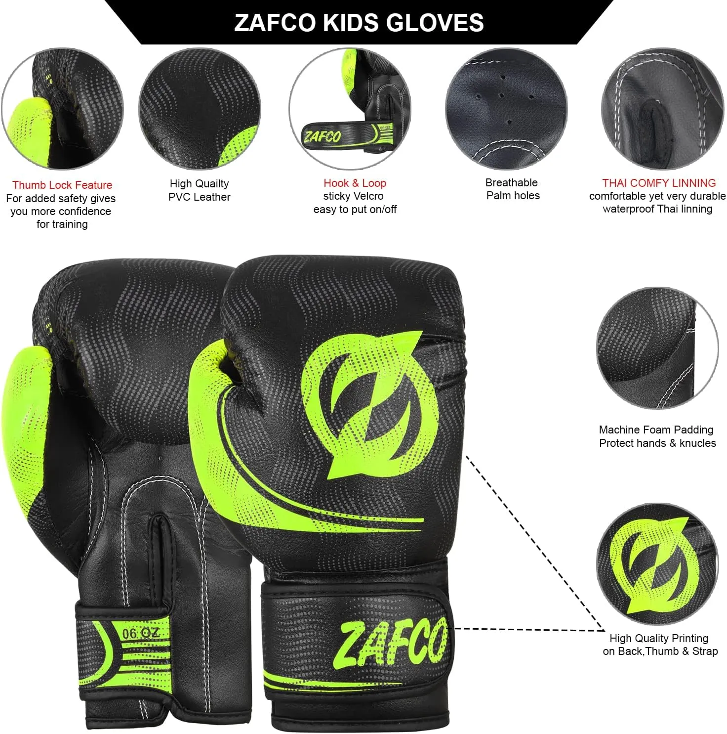 Zafco Kids Boxing Gloves for Kids Junior Muay Thai Kick Boxing Training MMA Punching Bag Children Youth