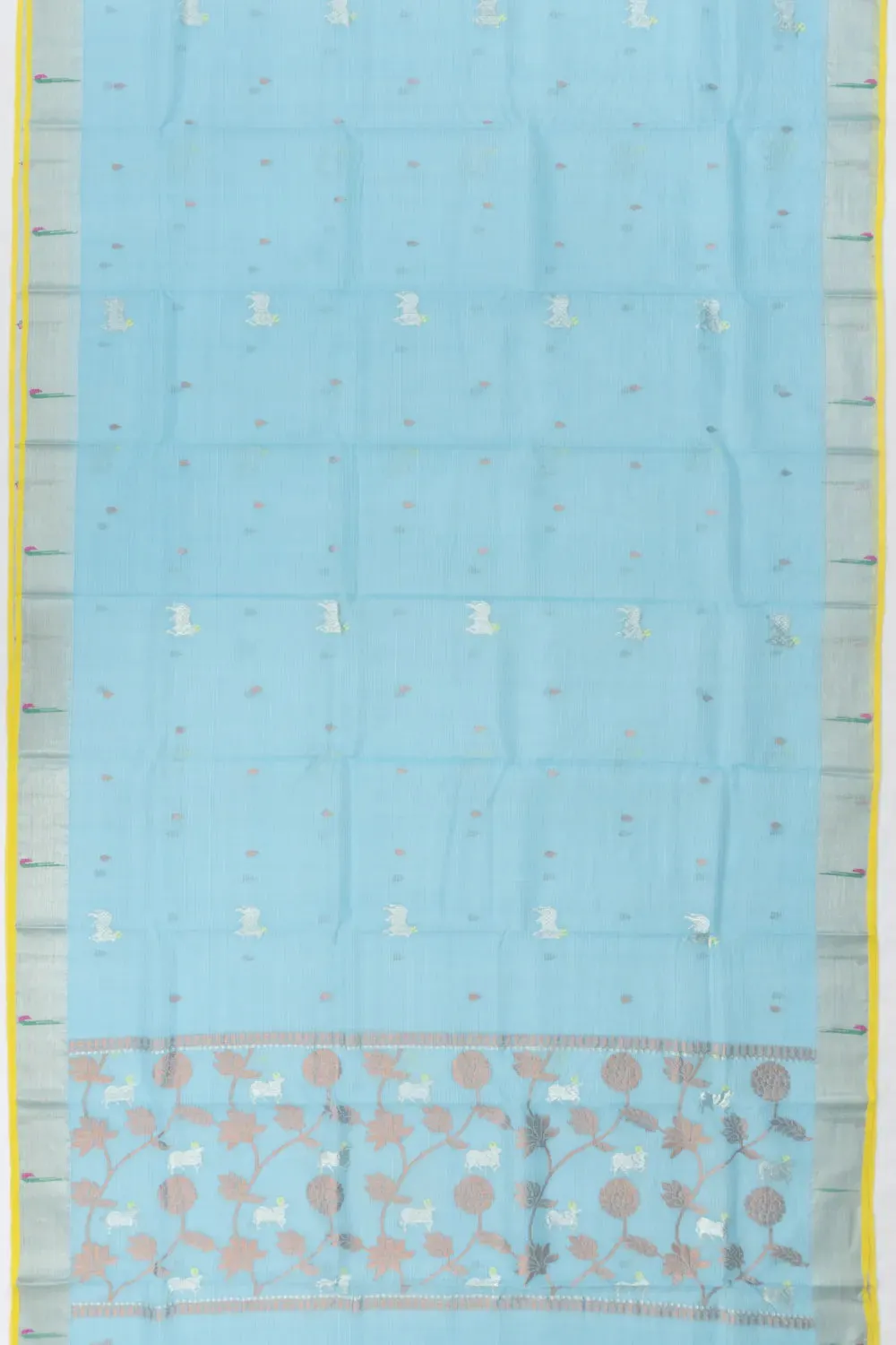 Zari Kota Cotton Butta Sky Blue Saree