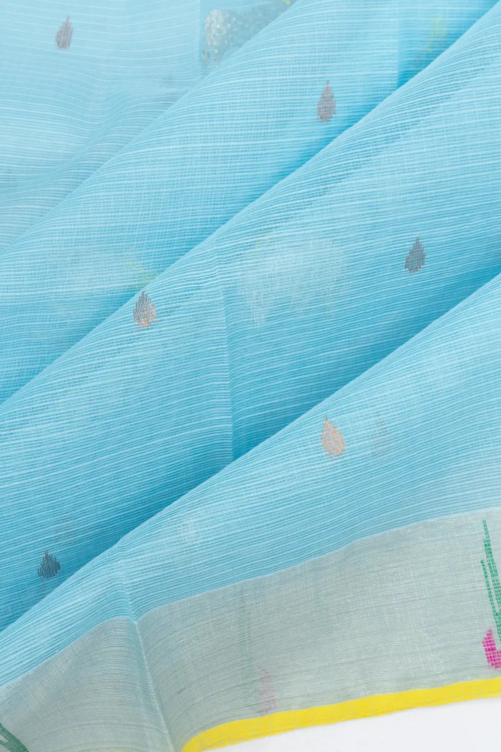 Zari Kota Cotton Butta Sky Blue Saree