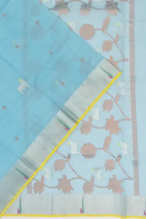 Zari Kota Cotton Butta Sky Blue Saree