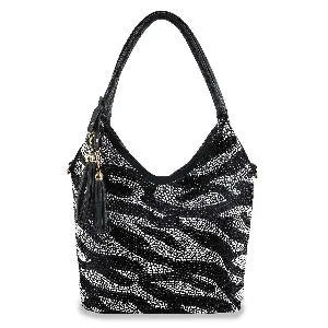 Zebra Rhinestone Pattern Shoulder Bag