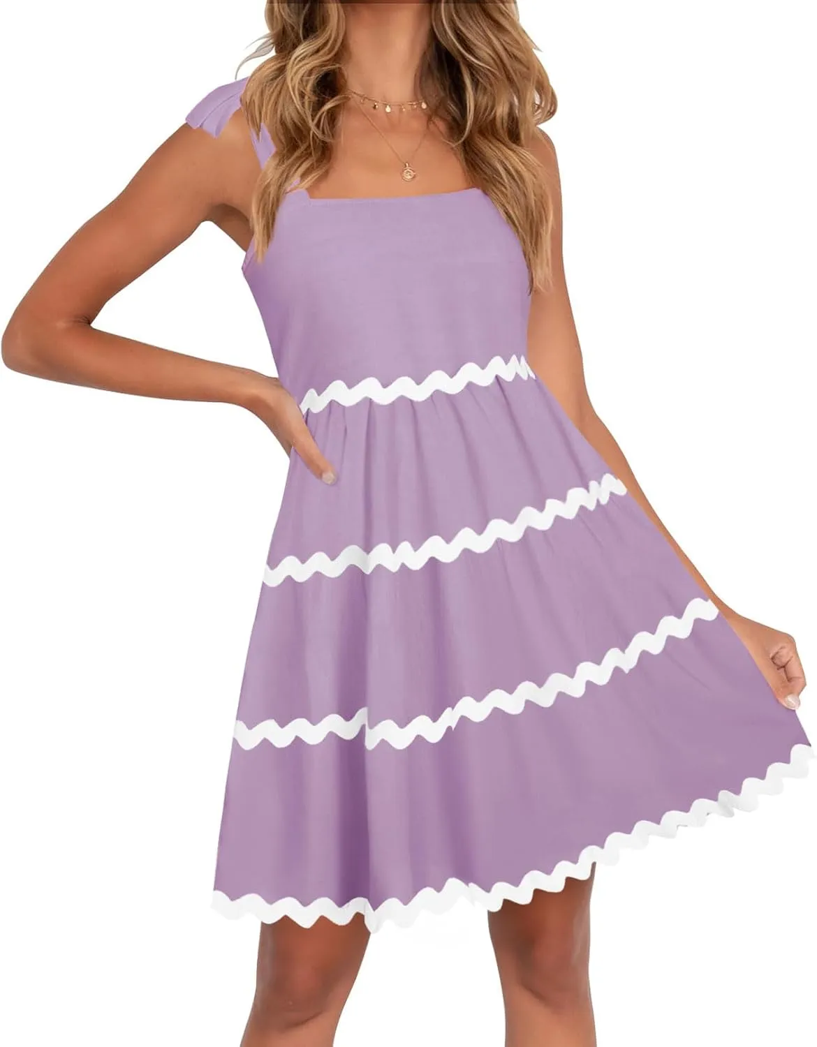 ZESICA Women's Summer Swing Mini Dress Casual Spaghetti Straps Sleeveless Smocked Backless Flowy A Line Sundress