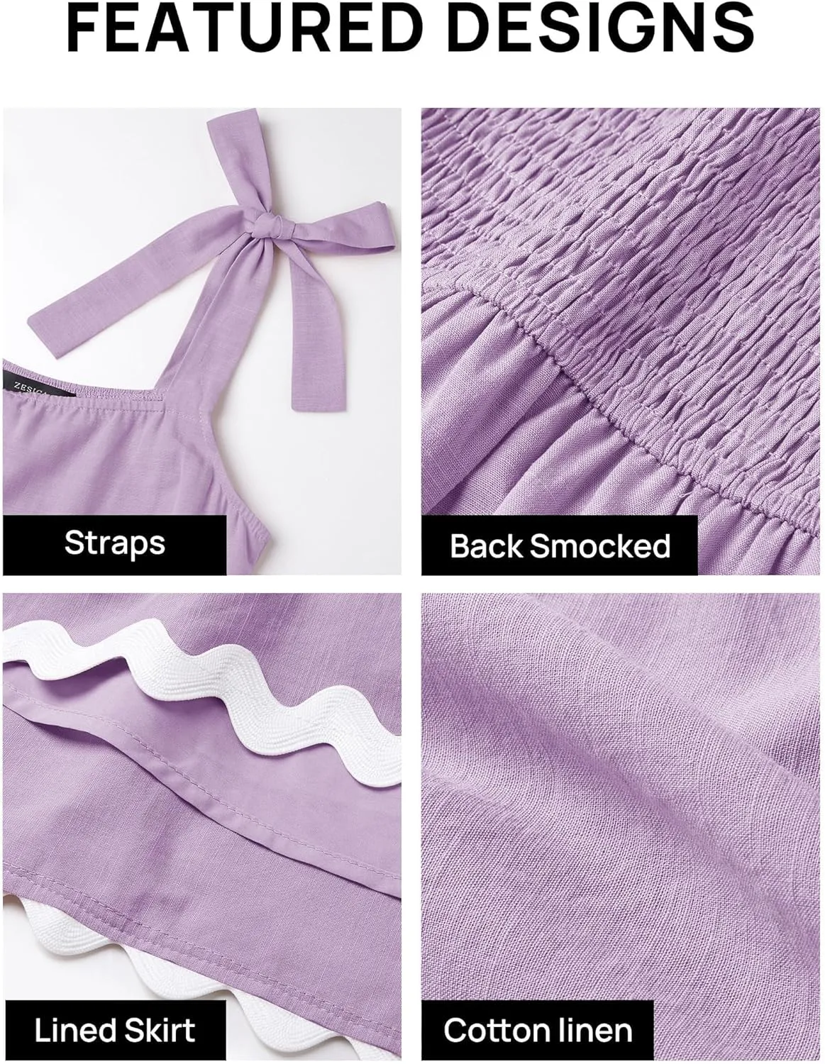 ZESICA Women's Summer Swing Mini Dress Casual Spaghetti Straps Sleeveless Smocked Backless Flowy A Line Sundress