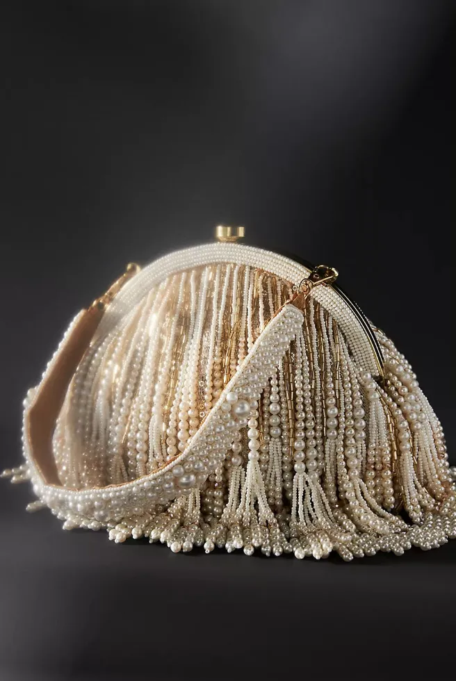 Zhuu Beaded and Pearl Tassel Bag