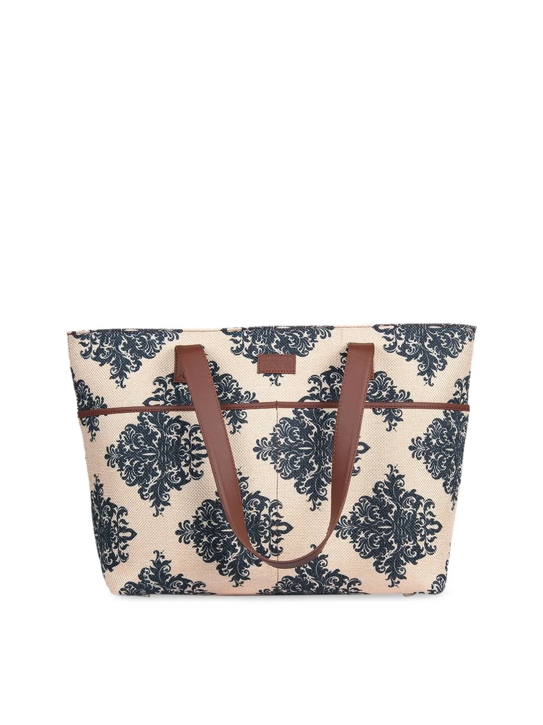 ZOUK Beige Embellished Sustainable Tote Bag